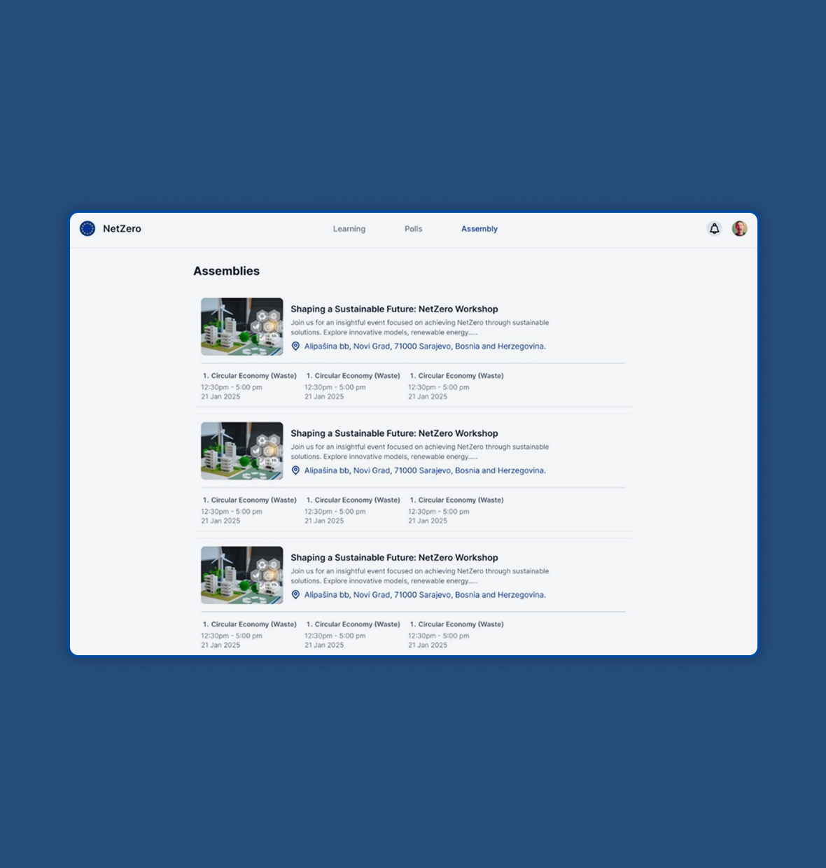Citizen Assembly Digital Platform – Net Zero Sarajevo Interface 1